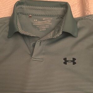 Under Armour Men's Polo Shirt - Teal Stripes Small